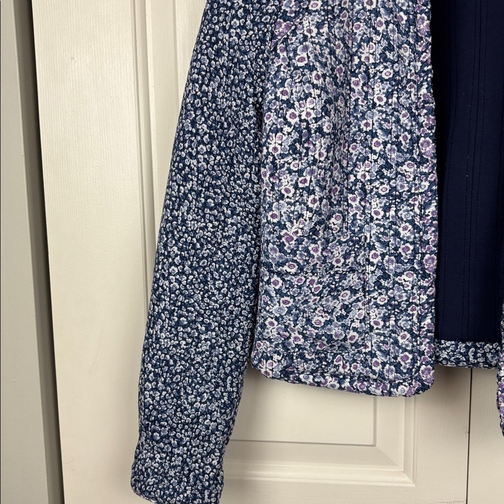 Joie Navy Floral Quilted Cropped Jacket - S - Picture 2 of 7